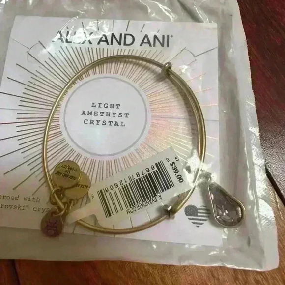 Alex and Ani | Brand new light pink amethyst crystal bronze bracelet - Picture 2 of 3